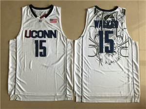 Maillot De Basket NCAA University of Connecticut Kemba Walker 15 Blanc
